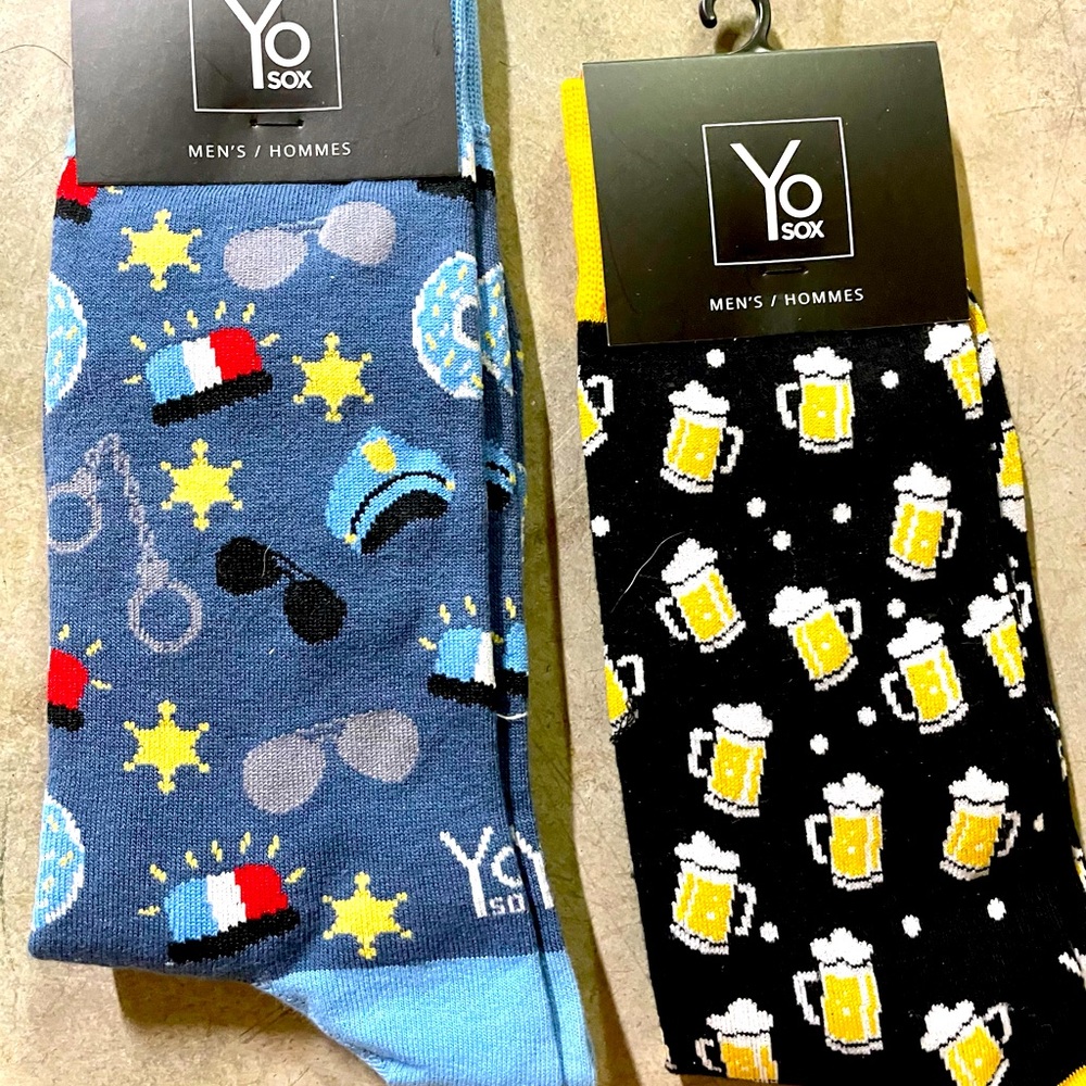 Two pairs of mens novelty socks